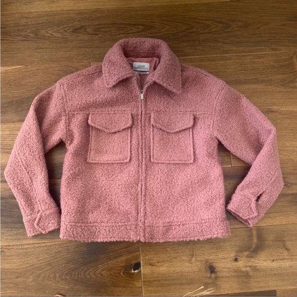 NWT Urban Outfitters Sz Large Teddy Zip-up Coat in Dusty Rose/Blush - Picture 5 of 7